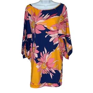 Trina Turk Breeze Classic Tunic Size L Bold Floral Pattern Swim Cover Up Dress